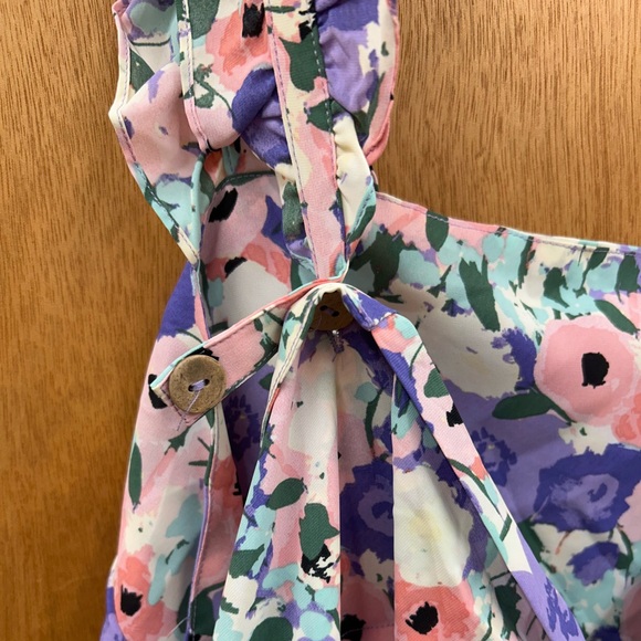 New Kori Floral Print Ruffle Straps with Back Tie Jumpsuit in Lavender Size XL - Picture 8 of 14